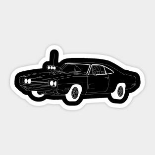 FF Dodge Charger White Outline Sticker